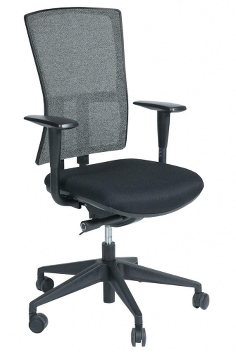 Bureaustoel Serie 300 NEN, zwart onderstel, zwart stof zitting, zwart wol rugleuning