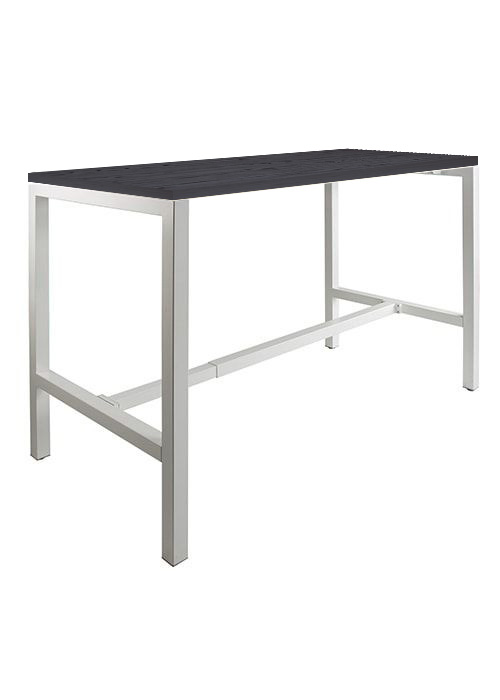 Domino Basic statafel 180 x 80 cm, 110 cm, Houtprint Schaduwzwart, 25 mm - aluminium