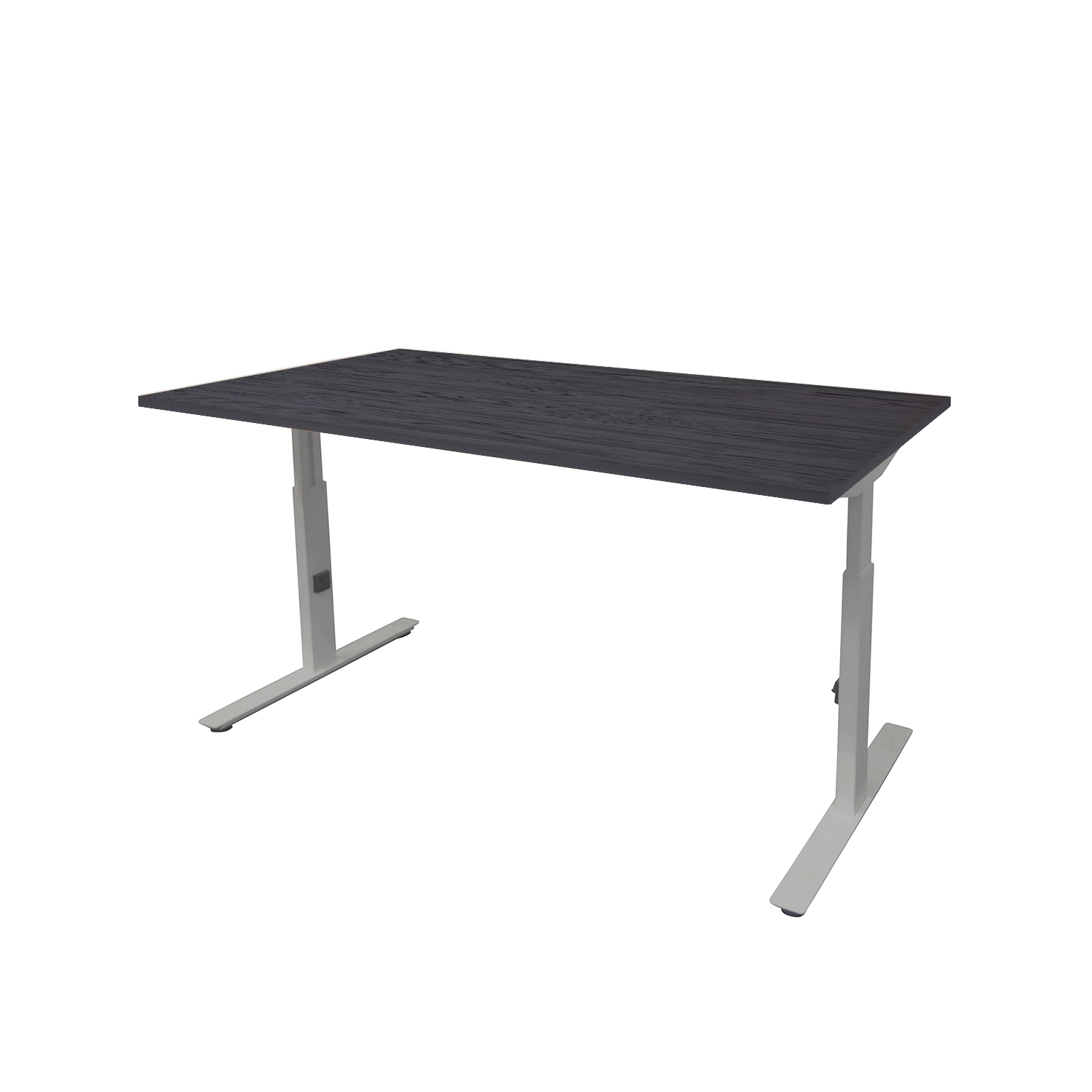 Linesto Plus bureau HI ZZ 200 x 80 cm Houtprint Schaduwzwart, 25 mm - aluminium