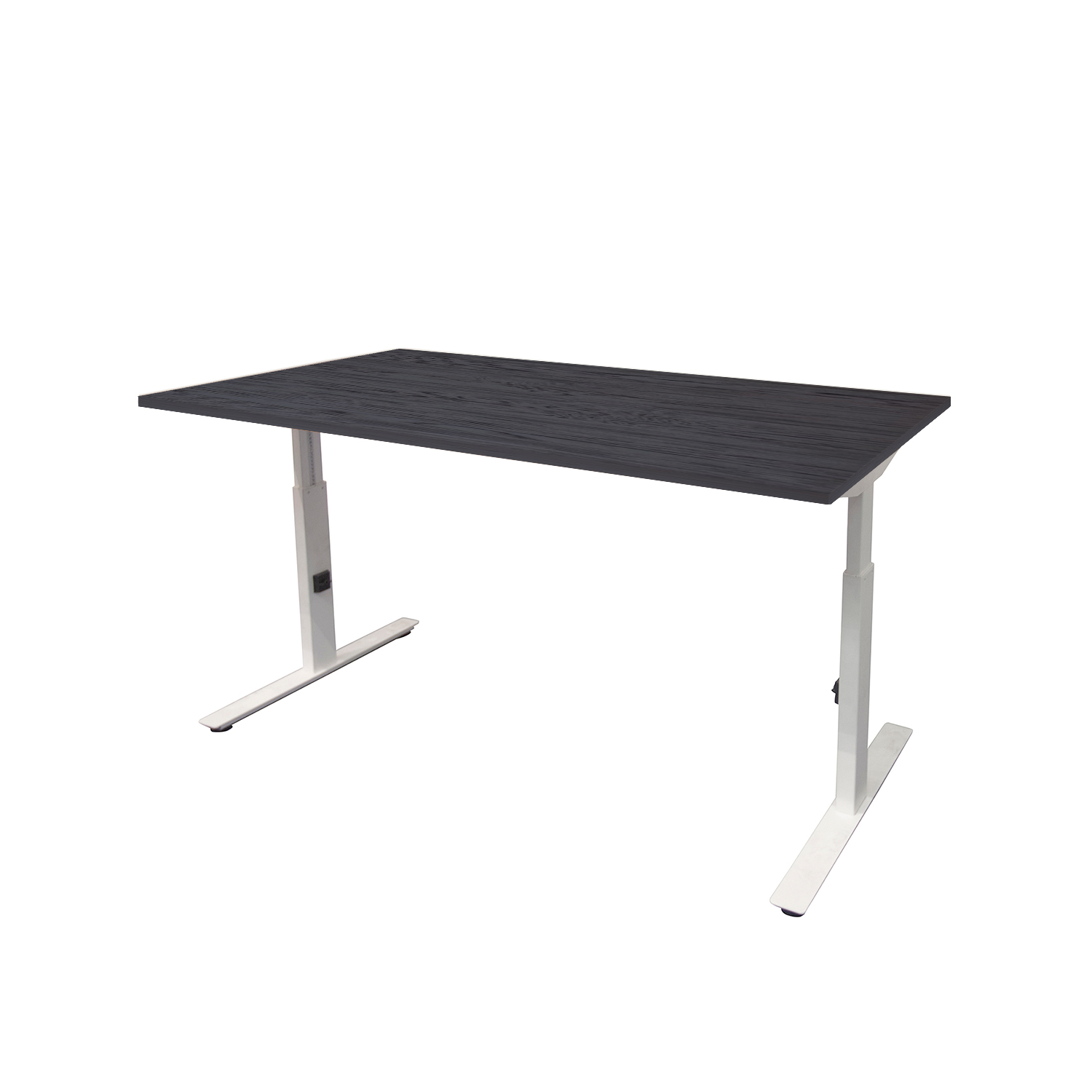 Linesto Plus bureau HI ZZ 200 x 80 cm Houtprint Schaduwzwart, 25 mm - wit