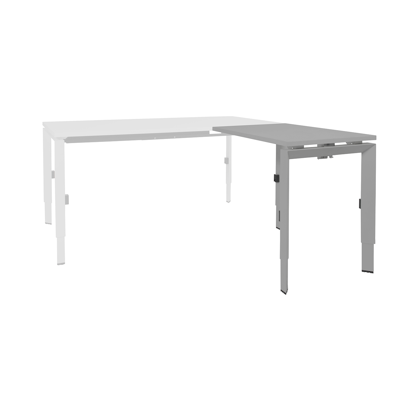 Linesto N3 aanbouw HI ZZ 120 x 60 cm Lichtgrijs, 25 mm - aluminium