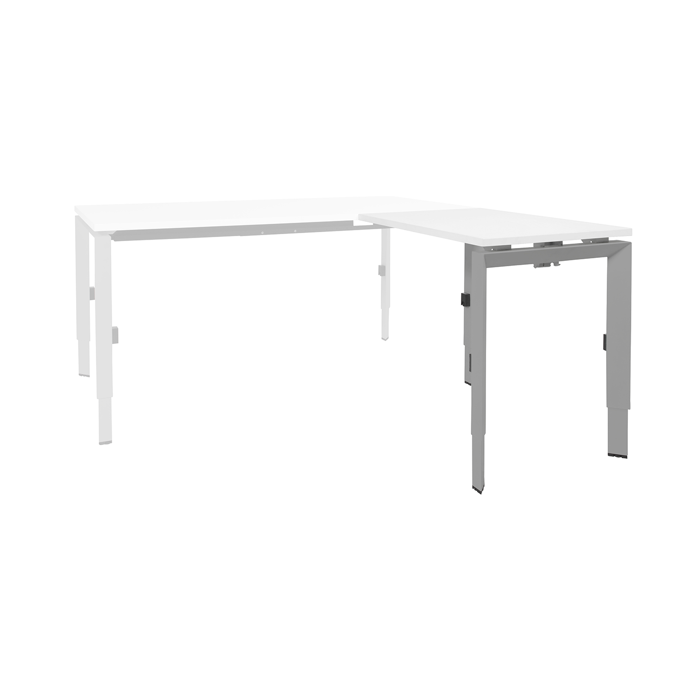 Linesto N3 aanbouw HI ZZ 120 x 60 cm Krijtwit, 25 mm -aluminium