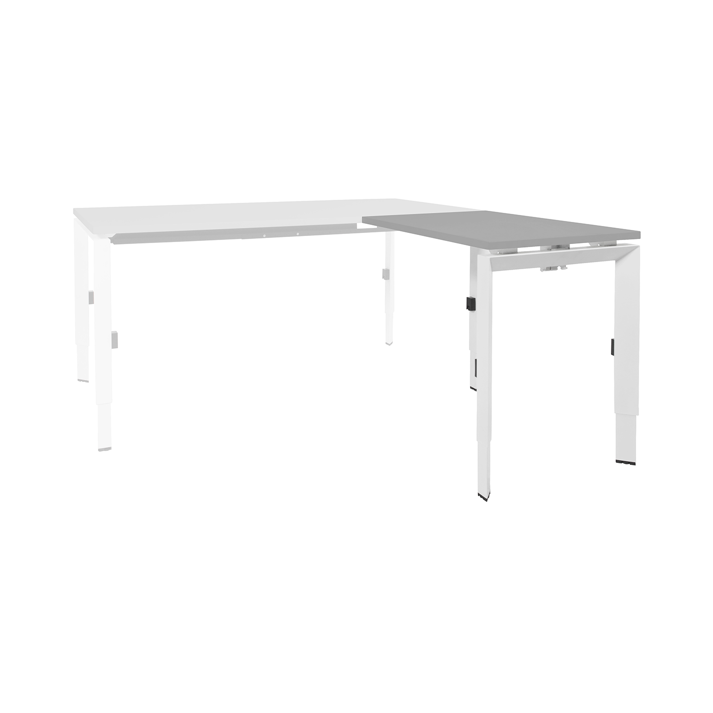 Linesto N3 aanbouw HI ZZ 120 x 60 cm Lichtgrijs, 25 mm - wit