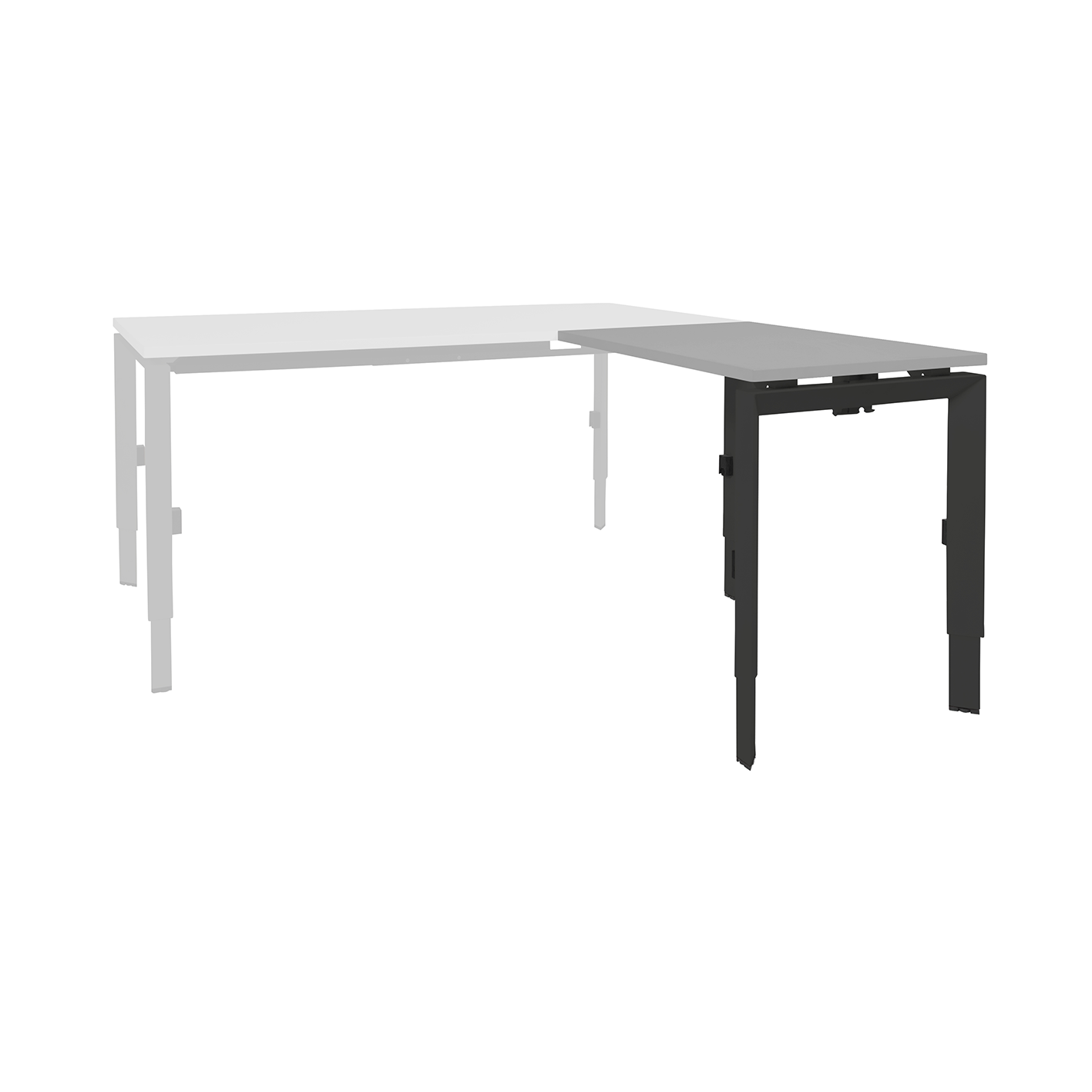 Linesto N3 aanbouw HI ZZ 120 x 60 cm Lichtgrijs, 25 mm - zwart