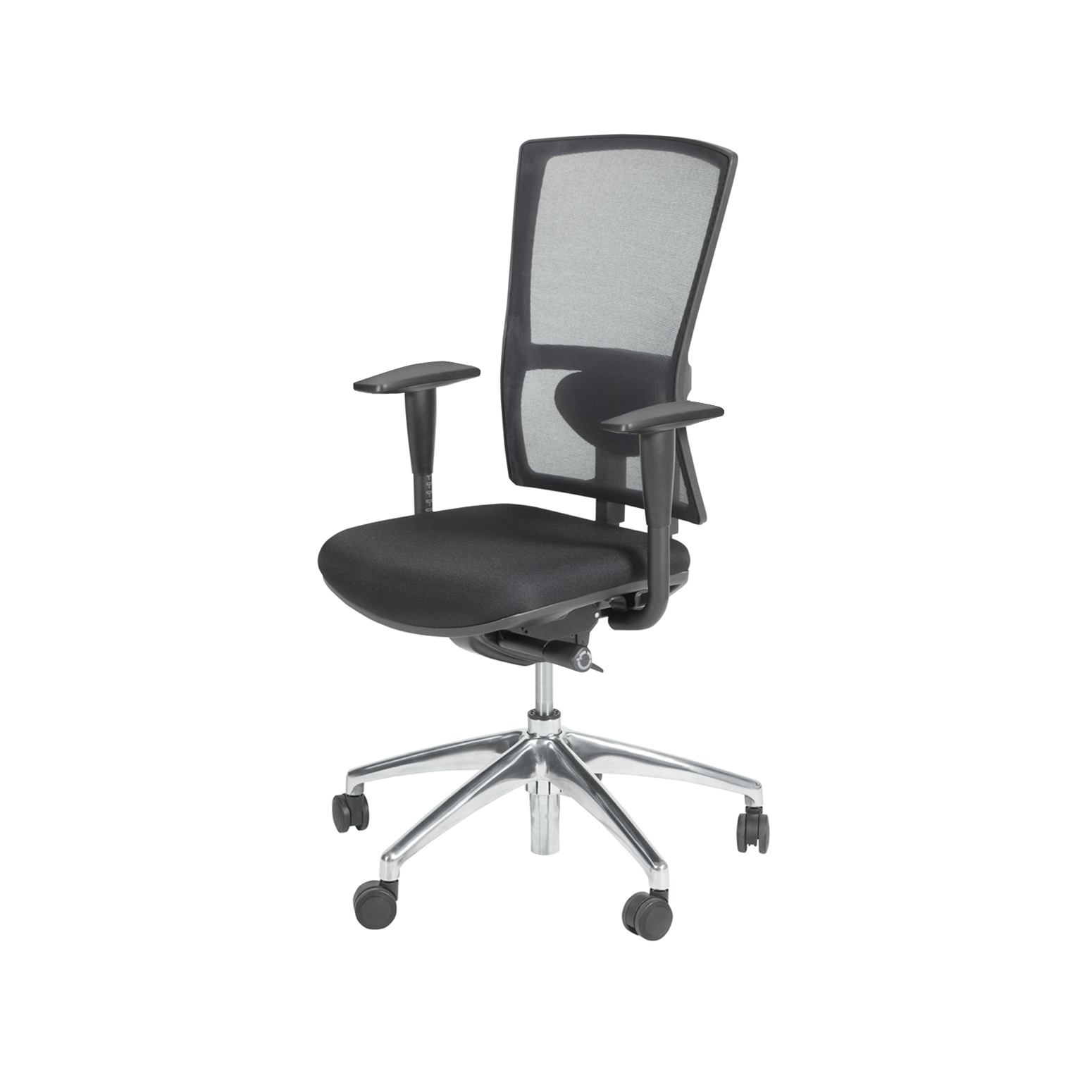 Bureaustoel Serie 300 NEN, chroom onderstel, zwart stof zitting, zwart mesh rugleuning